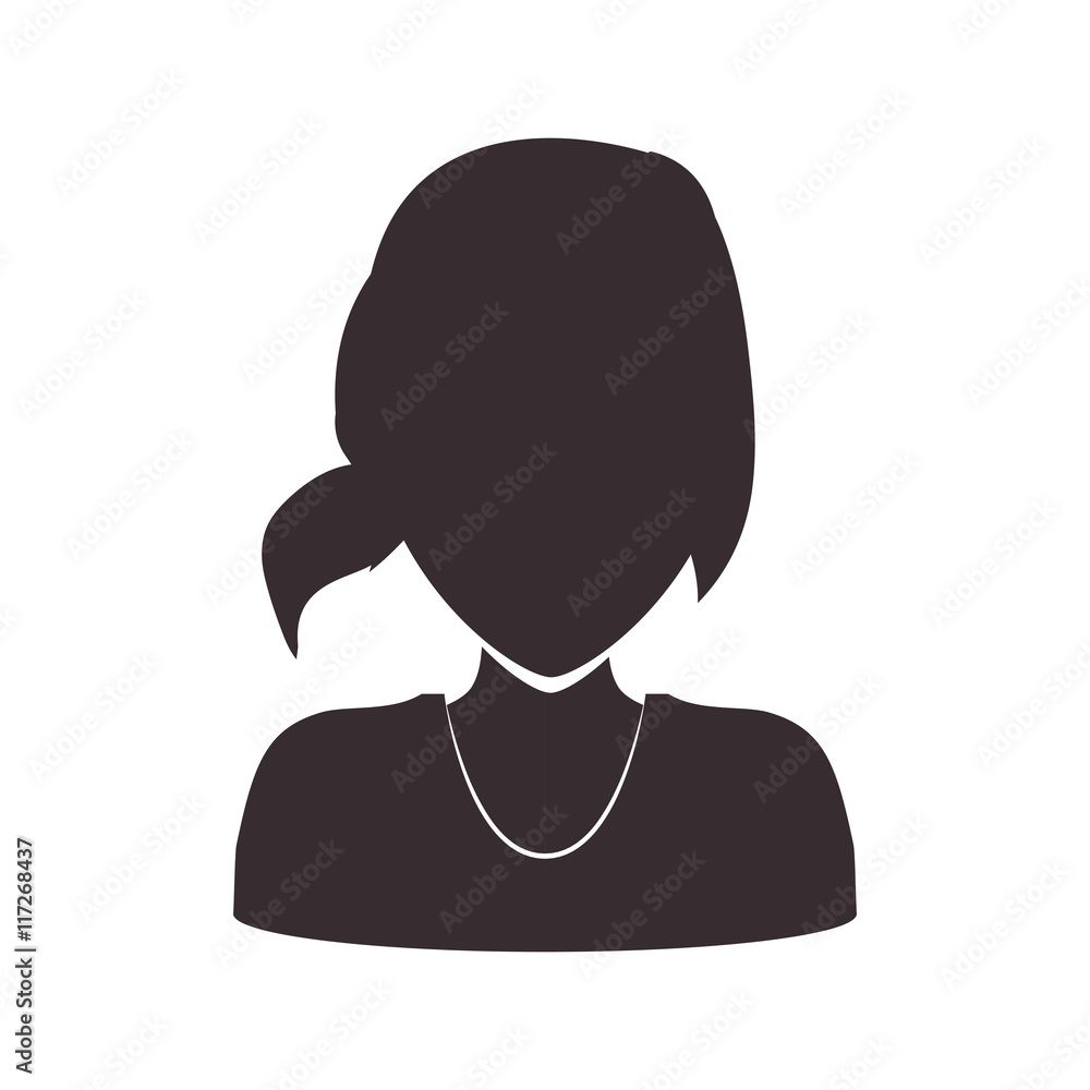 Avatar female concept represented by woman head and torso silhouette icon. Isolated and flat illustration Avatar female concept represented by woman head and torso silhouette icon. Isolated and flat illustration