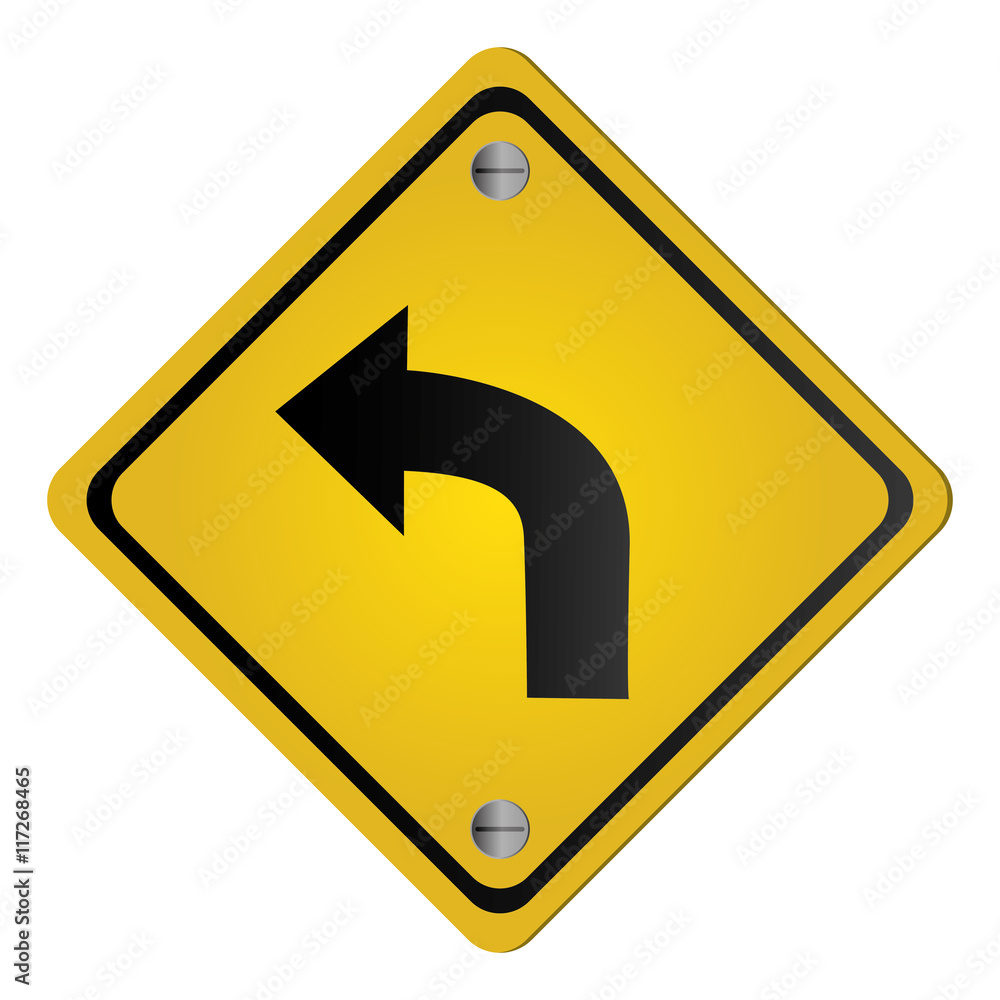 flat design left curve ahead traffic sign icon vector illustration flat design left curve ahead traffic sign icon vector illustration