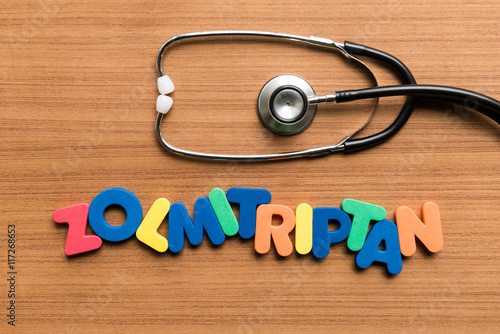 zolmitriptan colorful word with stethoscope photo