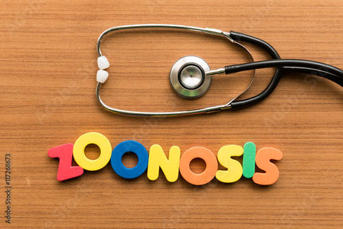 zoonosis colorful word with stethoscope photo