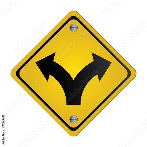 flat design bifurcation traffic sign icon vector illustration