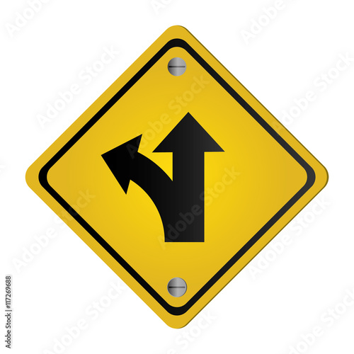 flat design bifurcation traffic sign icon vector illustration