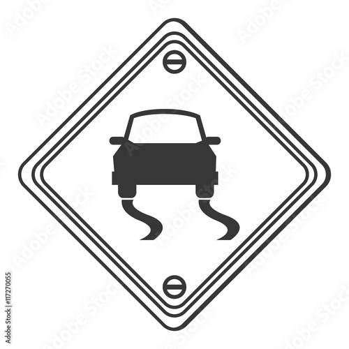 flat design slippery traffic sign icon vector illustration