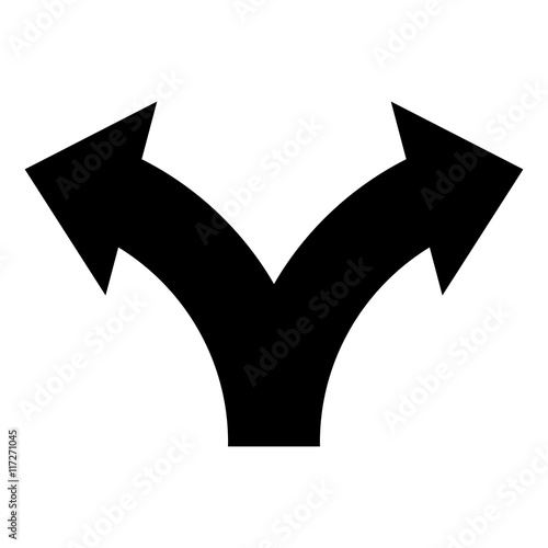 flat design bifurcation traffic sign icon vector illustration