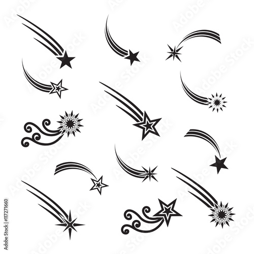 Falling stars vector set.