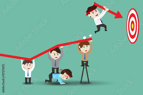 Teamwork leading to successful business, template