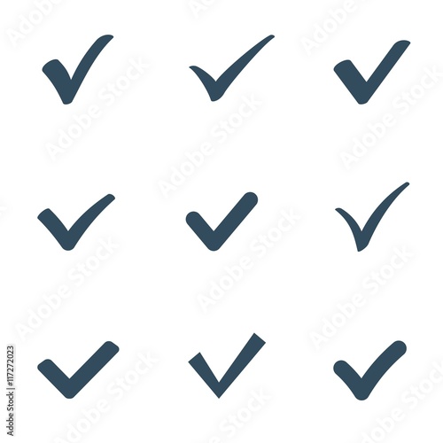 Vector checkmark icons | Black confirm icon set isolated
