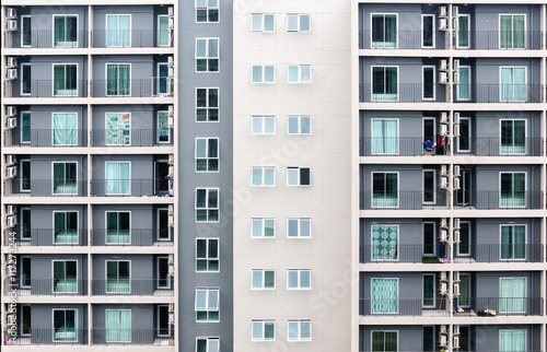 Front view of office building windows