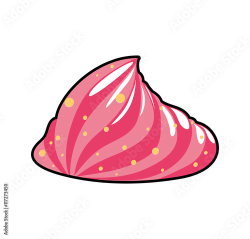 Dessert and sweet concept represented by piece of ice cream icon. Isolated and pink illustration