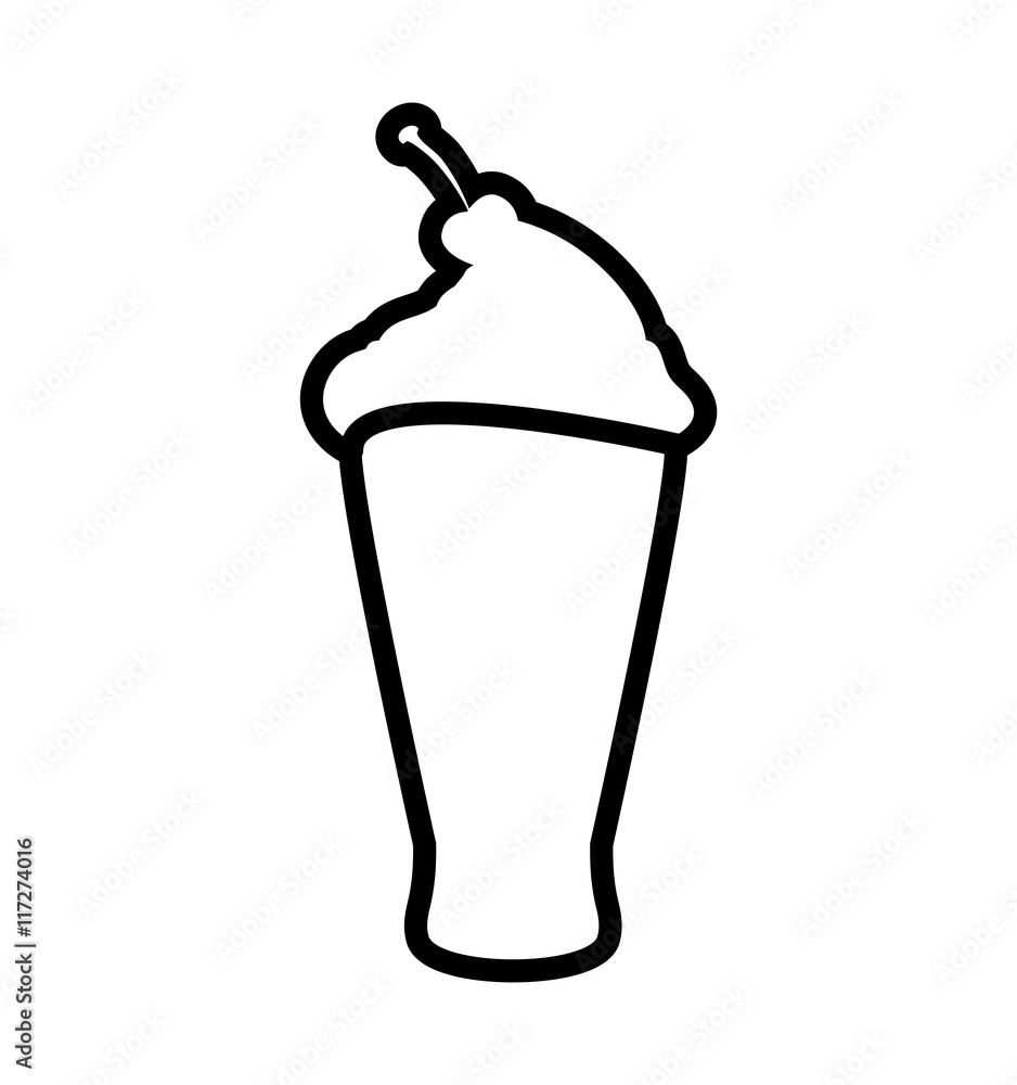 Dessert and sweet concept represented by cup of ice cream silhouette icon. Isolated and flat illustration Dessert and sweet concept represented by cup of ice cream silhouette icon. Isolated and flat illustration