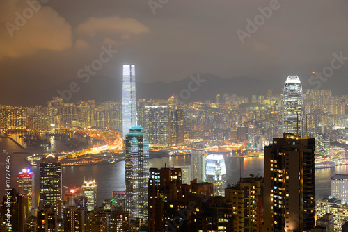 Wallpaper Mural Hong Kong Skyline and Victoria Harbour at night from Victoria Peak on Hong Kong Island. Torontodigital.ca