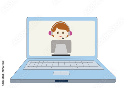 customer support call centre concept through internet communication