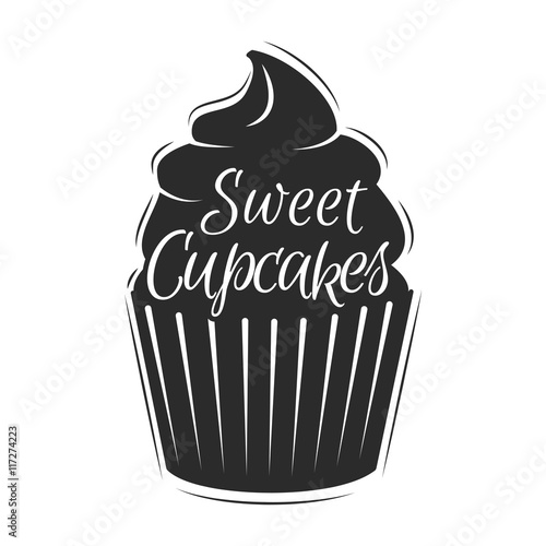 Sweet cupcake logo. Vector illustration.