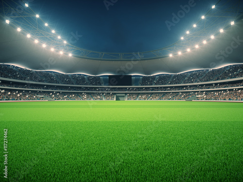 stadium with fans the night before the match. 3d rendering