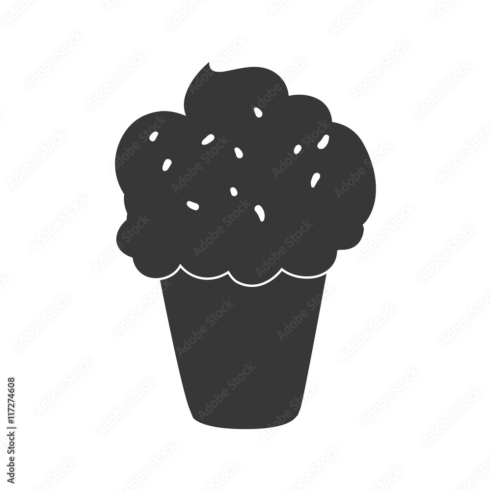 Dessert and sweet concept represented by cone of ice cream silhouette icon. Isolated and flat illustration Dessert and sweet concept represented by cone of ice cream silhouette icon. Isolated and flat illustration