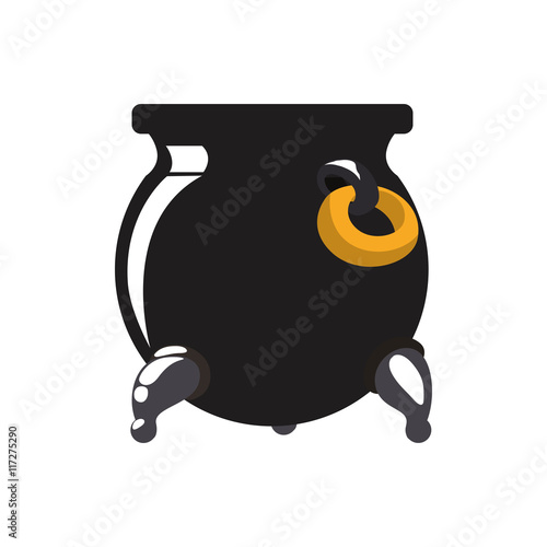kitchen lucky concept represented by Black pot con. Isolated and flat illustration