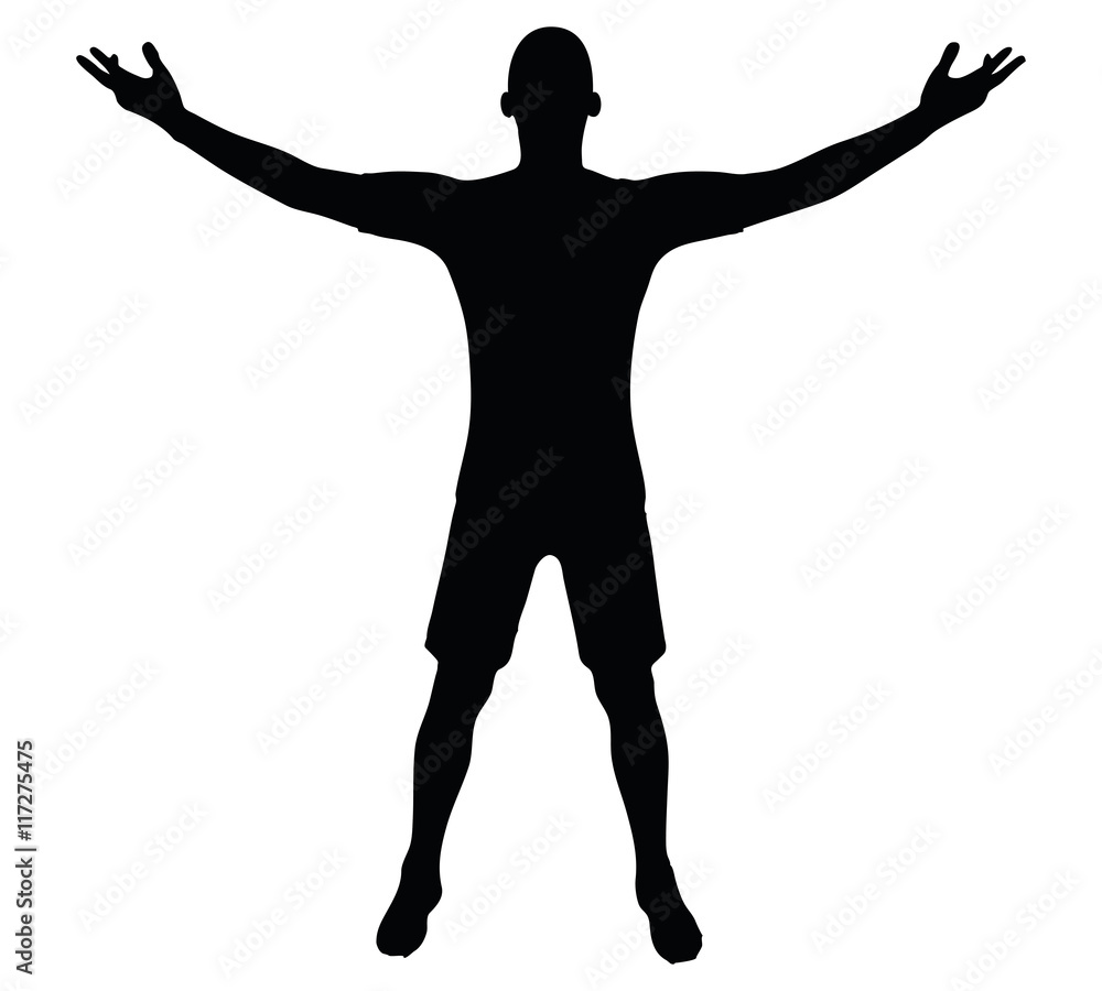 soccer player silhouette in black