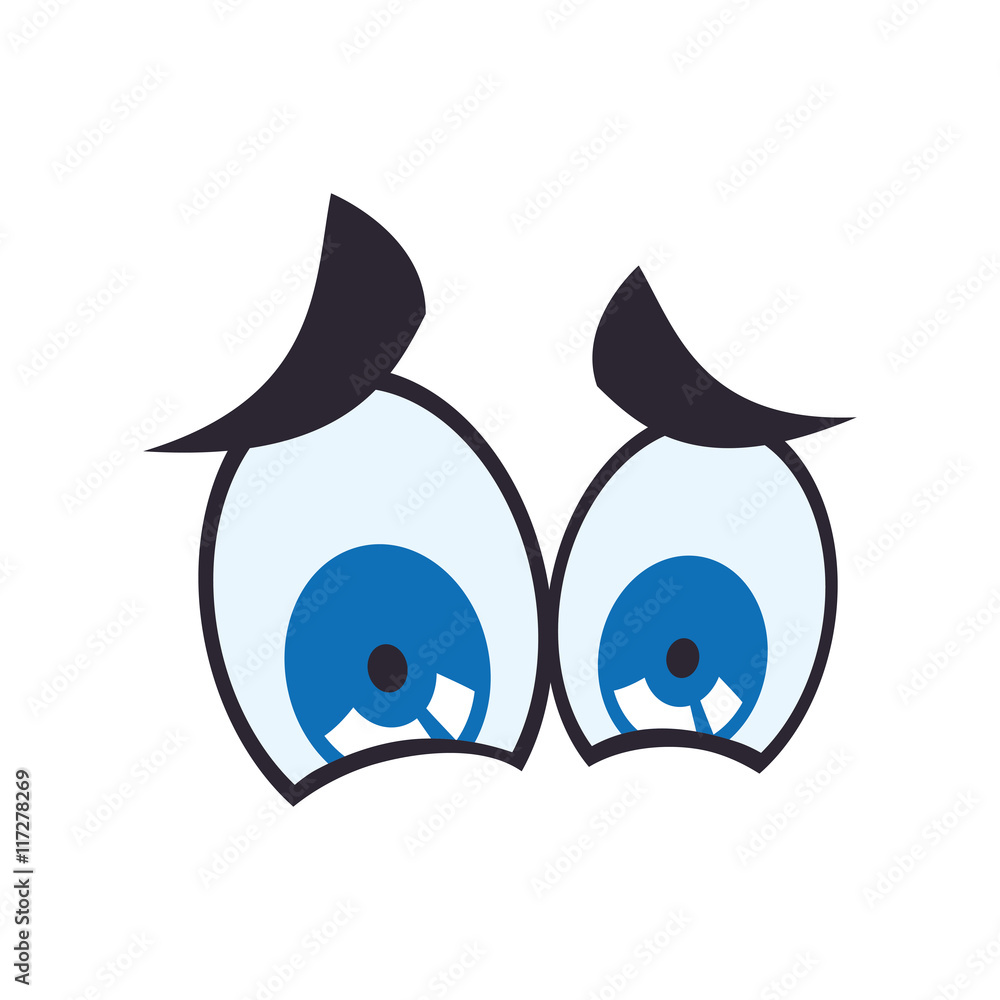 Fototapeta premium View and look concept represented by sad cartoon eye icon. Isolated and flat illustration
