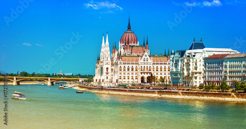 European landmarks - view of Parliament in Budapest, Hungary