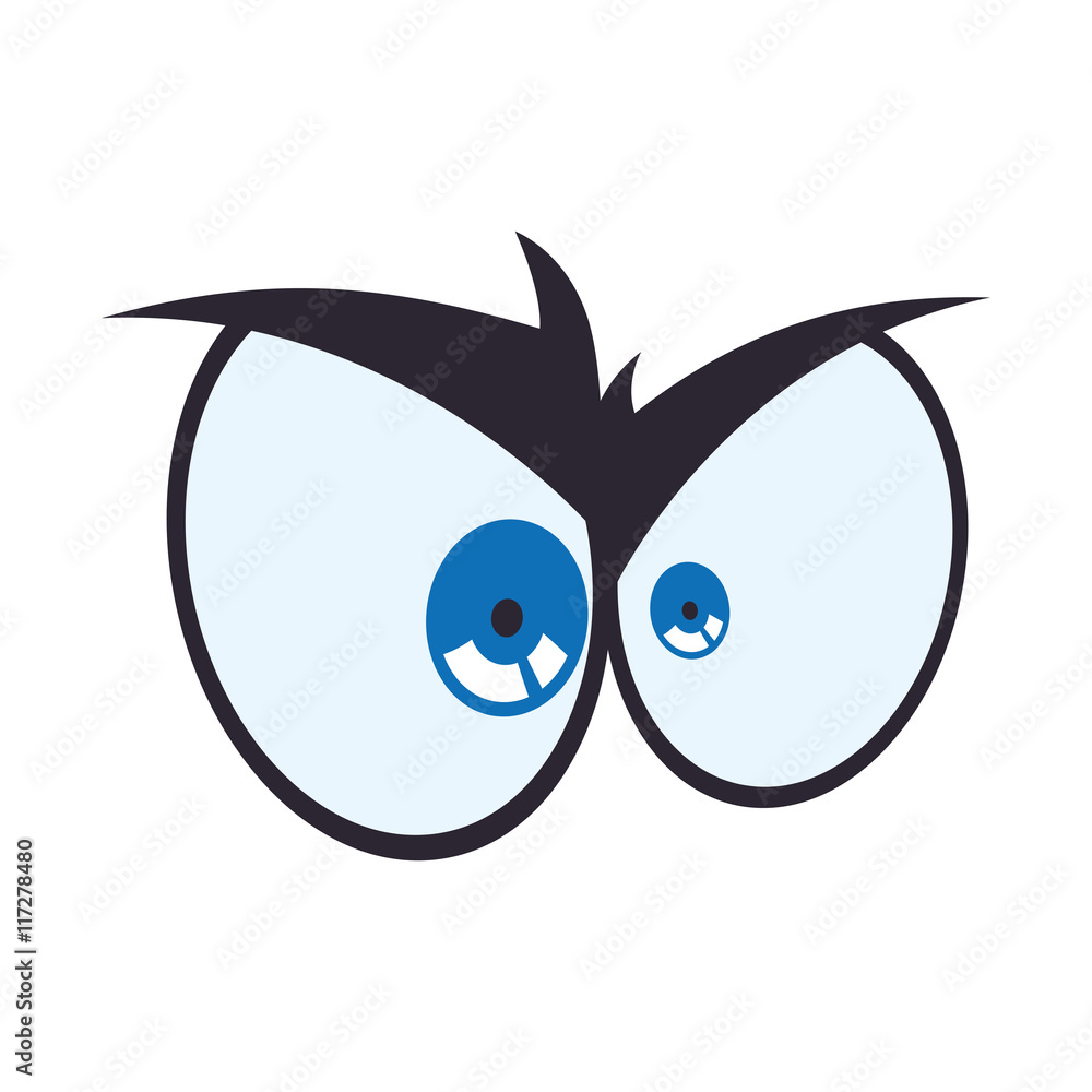 View look expression concept represented by angry cartoon eye icon. Isolated and flat illustration
