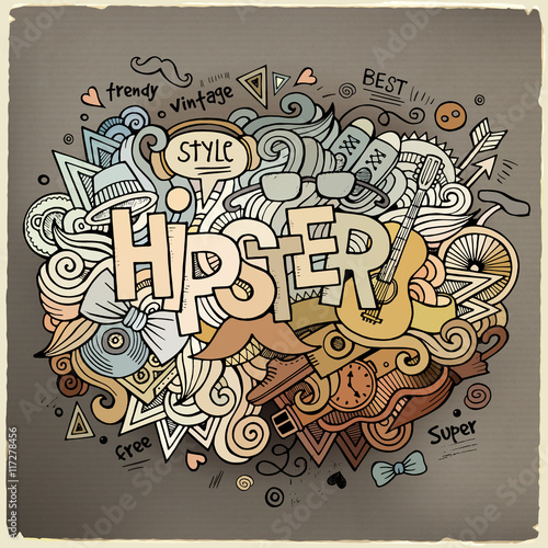 Hipster hand lettering and doodles elements background
