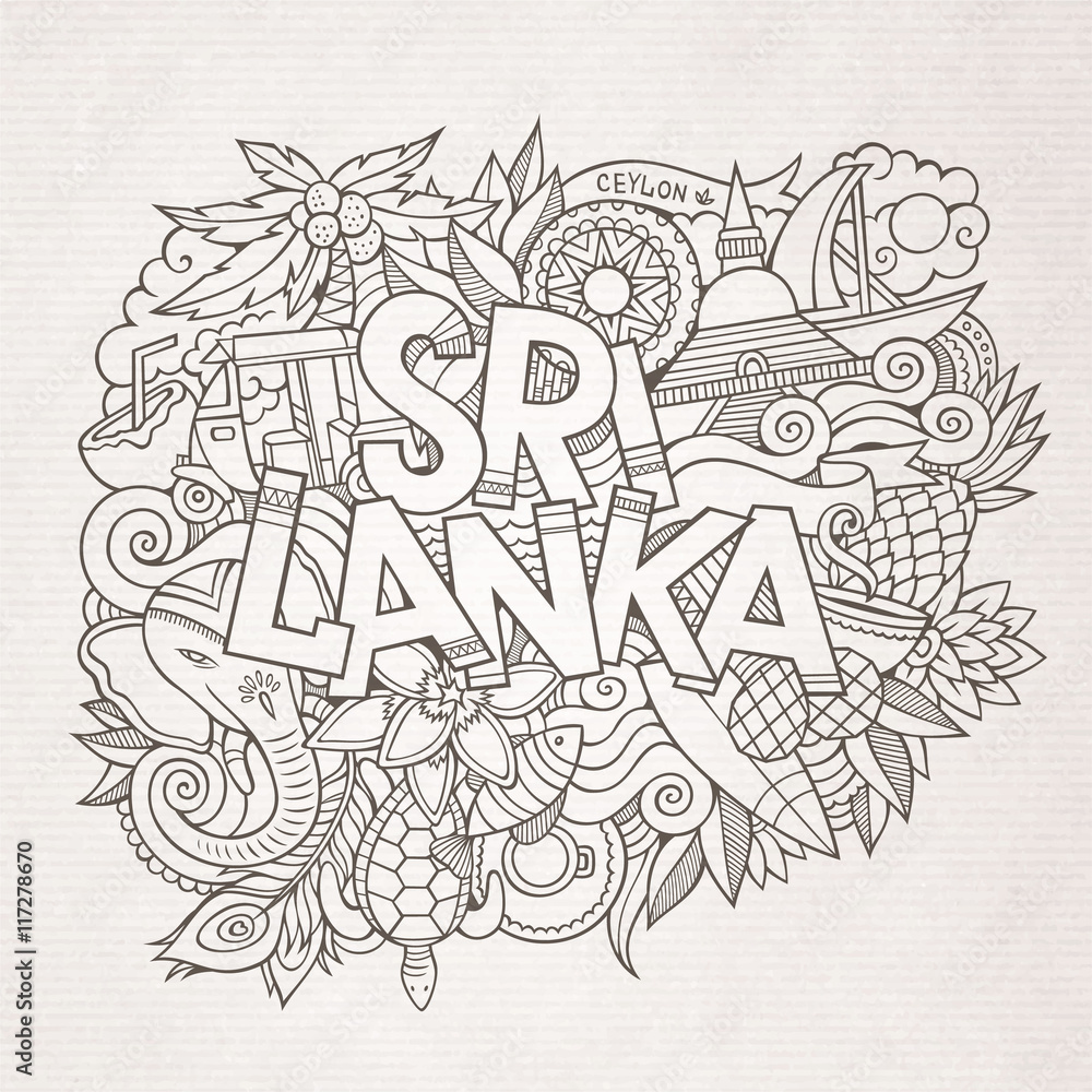 Sri Lanka country hand lettering and doodles elements Sri Lanka country hand lettering and doodles elements