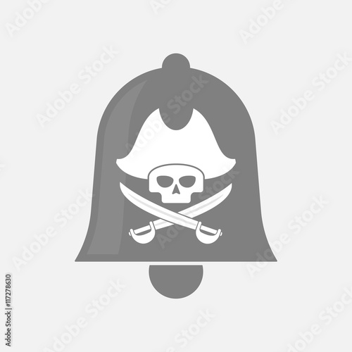 Isolated bell icon with a pirate skull
