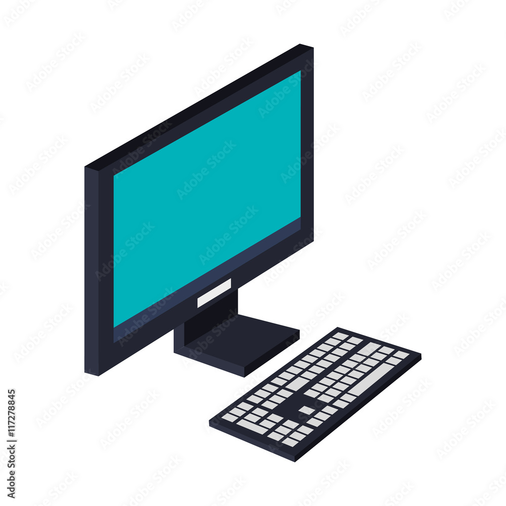 flat design computer monitor with keyboard icon vector illustration flat design computer monitor with keyboard icon vector illustration