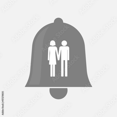 Isolated bell icon with a heterosexual couple pictogram