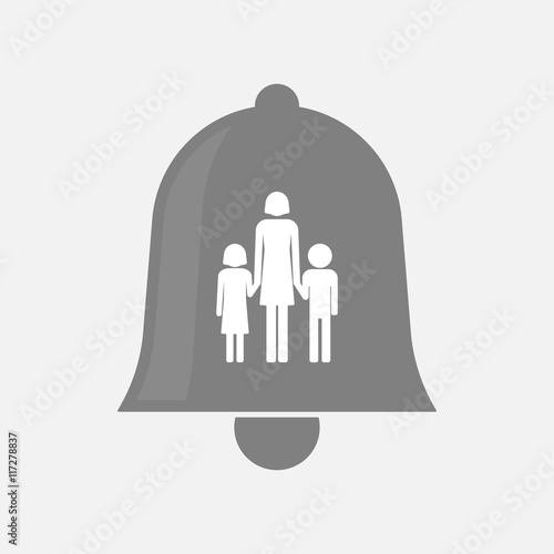 Isolated bell icon with a female single parent family pictogram