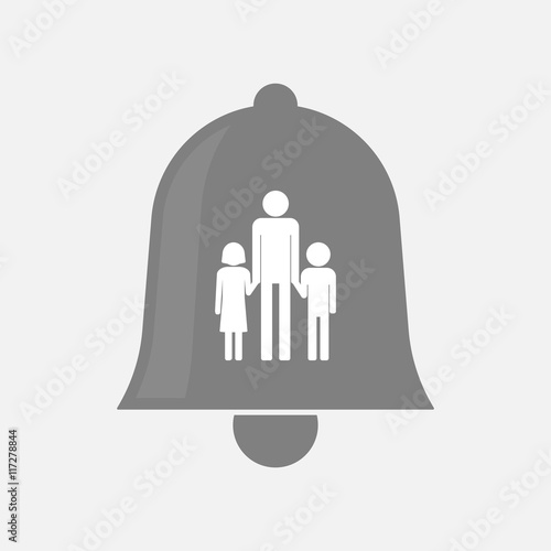 Isolated bell icon with a male single parent family pictogram