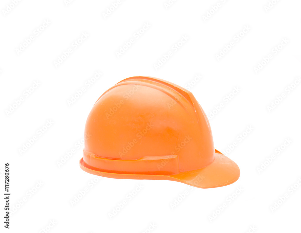 Fototapeta premium orange helmet for builder worker, isolated on white