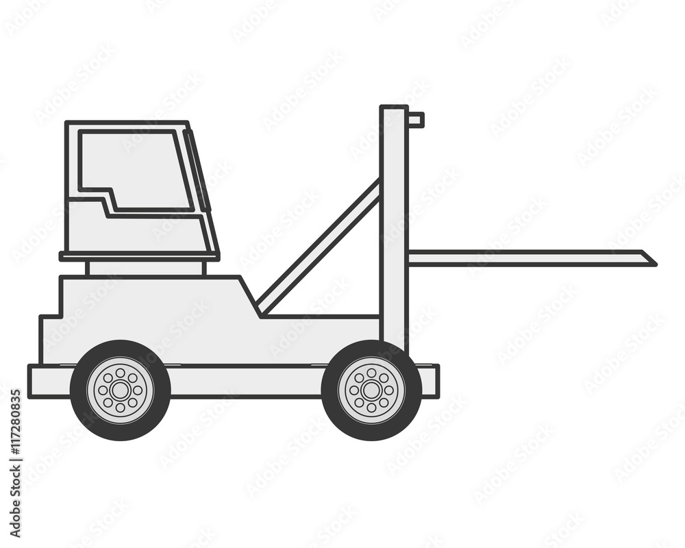 flat design forklift truck icon vector illustration