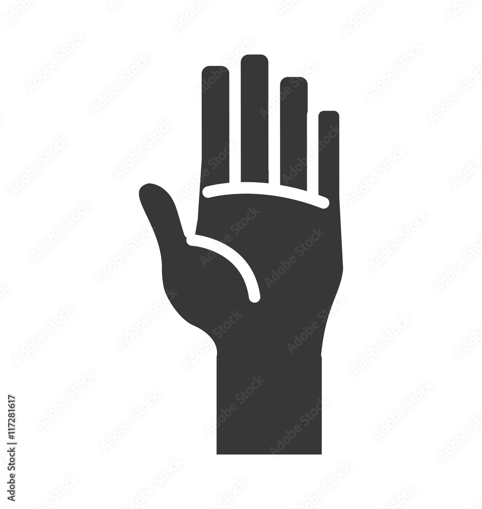 Obraz premium hand finger gesture palm silhouette icon. Isolated and flat illustration. Vector graphic