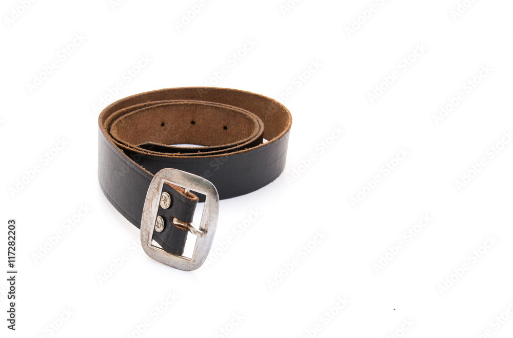 Black leather belt isolated