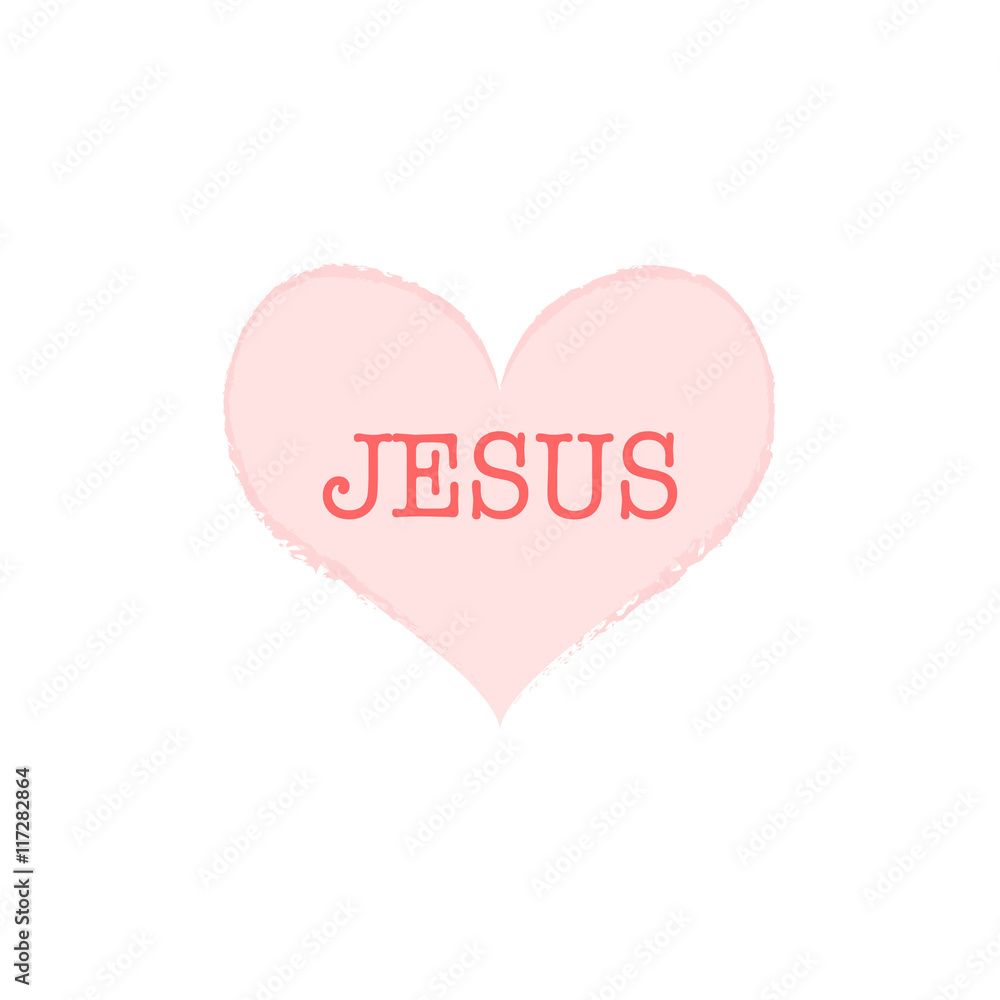 i love Jesus, font type with signs, stickers and tags