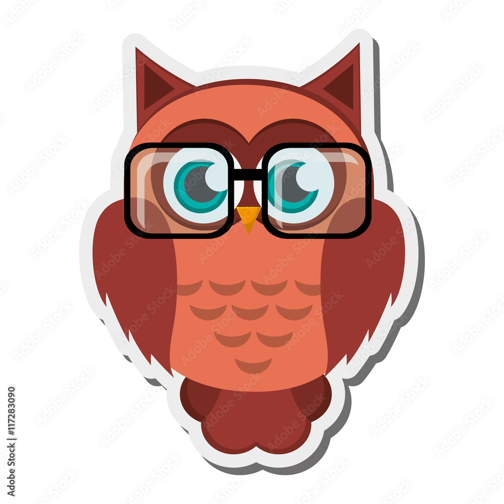 flat design owl cartoon wearing glasses icon vector illustration flat design owl cartoon wearing glasses icon vector illustration