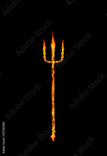 Fotografia, Obraz burning devils trident fork abstract fire