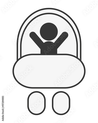 flat design baby in stroller icon vector illustration