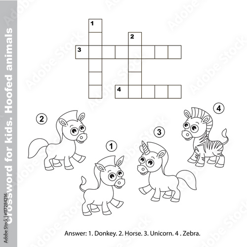 The horse crossword for kids.