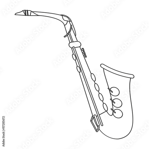 flat design single saxophone icon vector illustration