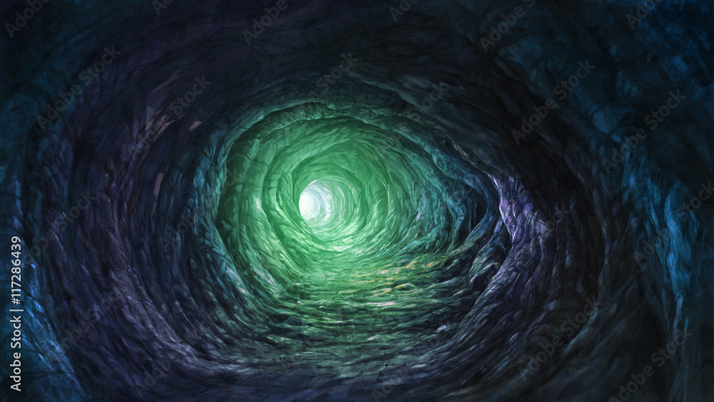 Fototapeta premium Cave with fantasy lighting illustration background