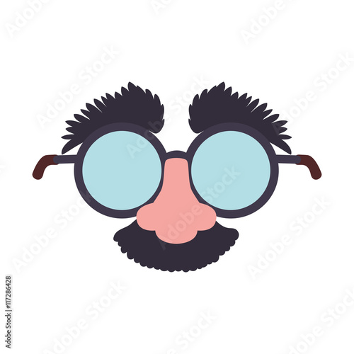 cartoon glasses nose face icon. Mask concept.  Isolated and flat illustration. Vector graphic