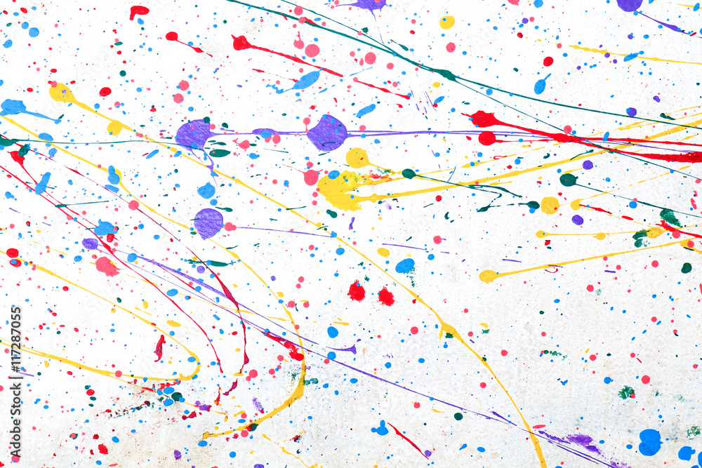 Fototapeta premium Color splash / Abstract colorful splash on white wall background.