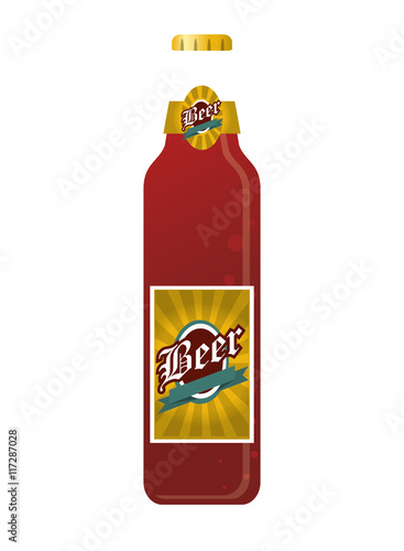 flat design beer bottle icon vector illustration