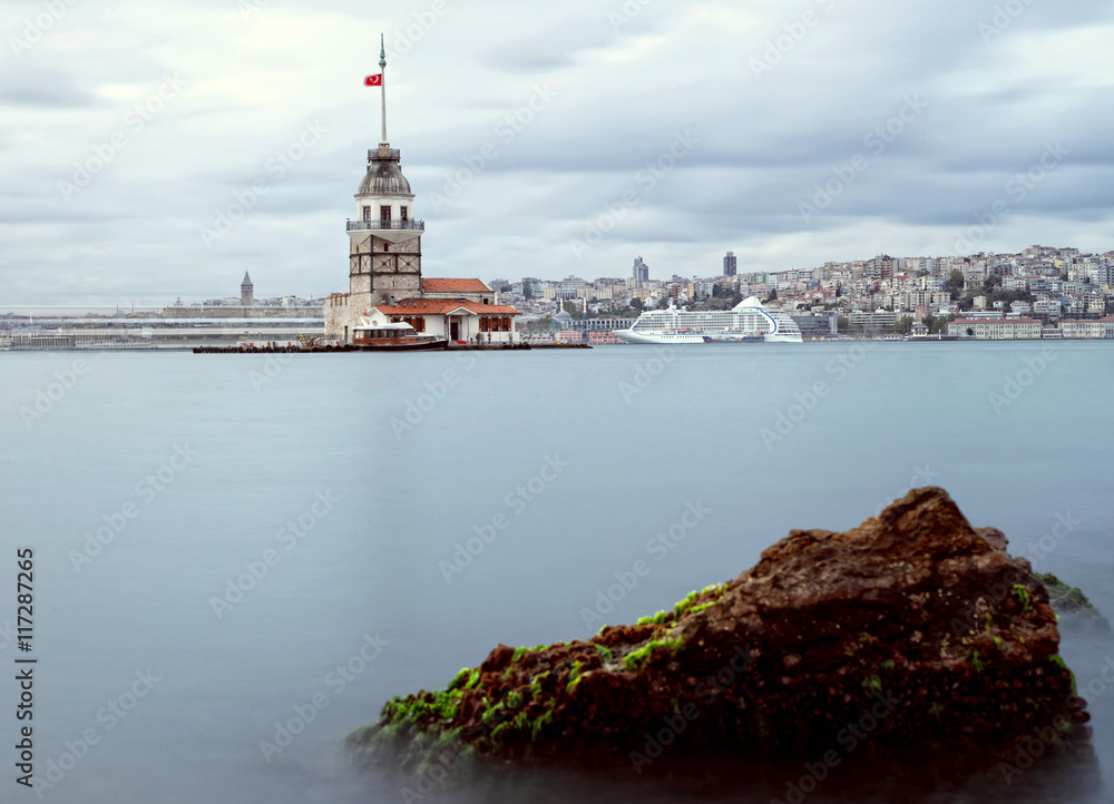 Beautiful view of Istanbul with long exposure shot in Bosphorus - Istanbul.