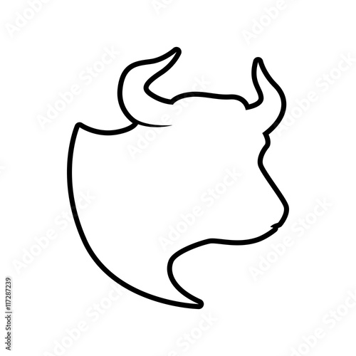 bull horn animal silhouette farm icon. Isolated and flat illustration. Vector graphic