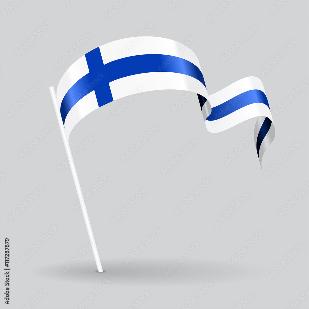 Fototapeta premium Finnish wavy flag. Vector illustration.