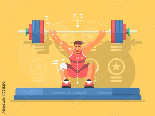 Weightlifting competitions flat design