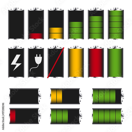 Battery indicator electronic devices. Phone accumulator